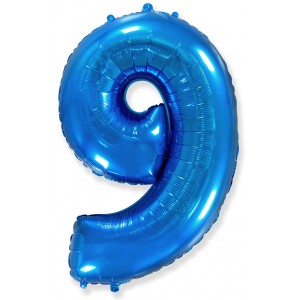 Фольгированный шар Цифра, 9, Синий