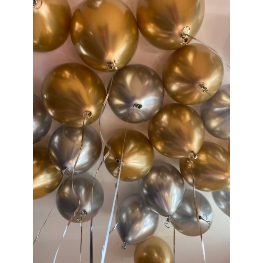 Воздушные шары под потолок (серебро золото хром)